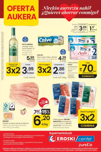 Ofertas de Eroski center España de 30 abril a 13 mayo 2026 ofertas Nirekin aurreztu nahi? EROSKI CENTER - Página 1