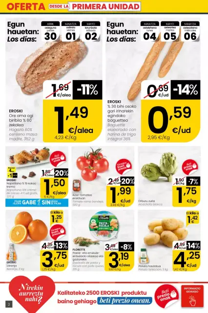 Offres Eroski Supermarché Espagne de 30 avril à 13 mai 2026 offres Nirekin aurreztu nahi ? EROSKI CITY - Page 2