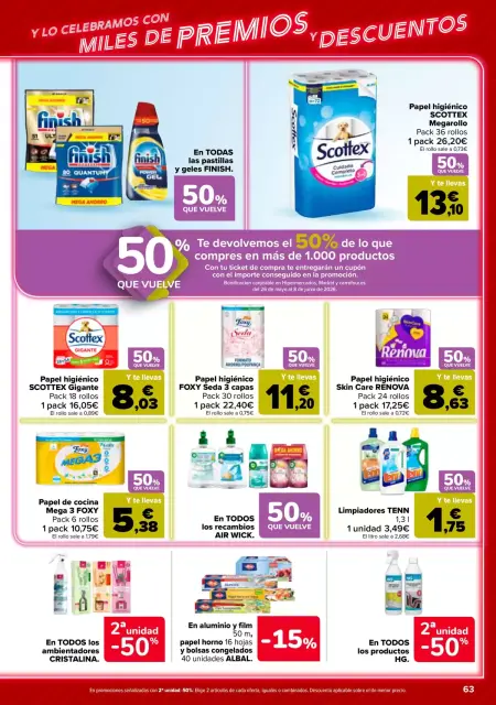 Ofertas de Carrefour España de 12 a 25 mayo 2026 50% QUE VUELVE + 2ª. AL -50% - Página 63