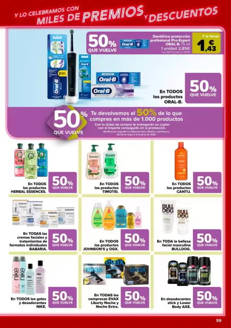 Ofertas de Carrefour España de 12 a 25 mayo 2026 50% QUE VUELVE + 2ª. AL -50% - Página 59
