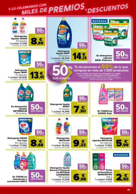 Ofertas de Carrefour España de 12 a 25 mayo 2026 50% QUE VUELVE + 2ª. AL -50% - Página 61