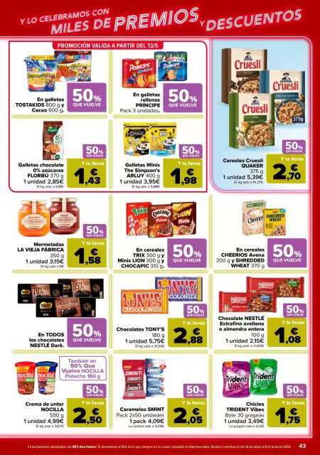 Ofertas de Carrefour España de 12 a 25 mayo 2026 50% QUE VUELVE + 2ª. AL -50% - Página 43