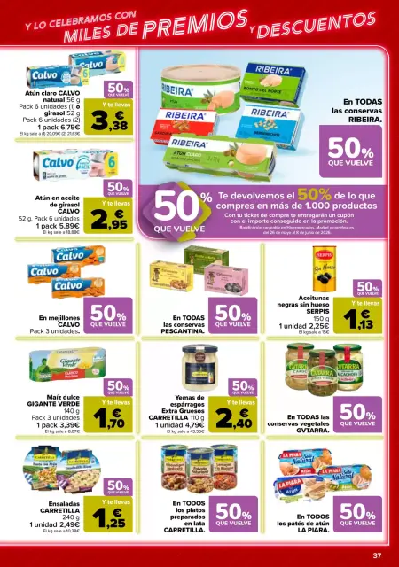 Ofertas de Carrefour España de 12 a 25 mayo 2026 50% QUE VUELVE + 2ª. AL -50% - Página 37