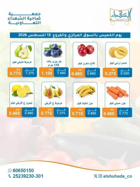 عروض جمعية ضاحية الشهداء التعاونية الخميس ١٣ أغسطس ٢٠٢٦ عروض الخضار والفاكهة- فرع السوق المركزي - صفحة 2