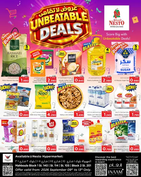 Nesto Hypermarkets Kuwait offers from 9 to 13 September 2026 Unbeatable Deals - Page 1