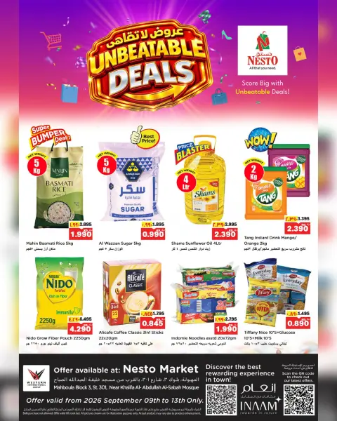 Nesto Hypermarkets Kuwait offers from 9 to 13 September 2026 Unbeatable Deals- Block 3 Branch - Page 1