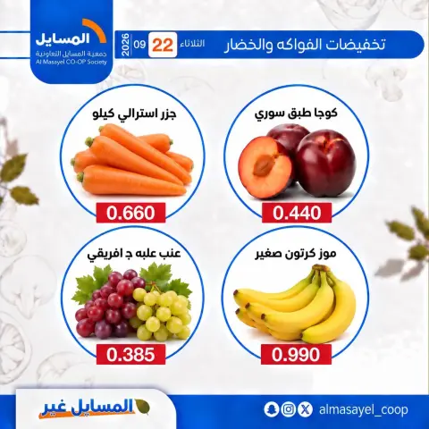 عروض جمعية المسايل التعاونية الثلاثاء ٢٢ سبتمبر ٢٠٢٦ عروض الخضار والفواكه - صفحة 3
