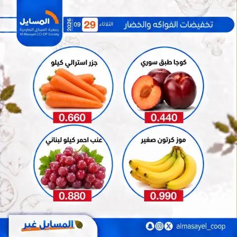 عروض جمعية المسايل التعاونية الثلاثاء ٢٩ سبتمبر ٢٠٢٦ عروض الخضار والفواكه - صفحة 2