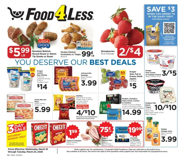 Offres Food 4 Less États-Unis de 18 à 24 mars 2026 Nouvelles offres à découvrir - Food 4 Less - États-Unis - 18 mars 2026 – 24 mars 2026 - Page 1