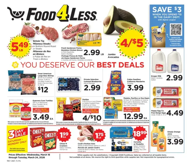 Offres Food 4 Less États-Unis de 18 à 24 mars 2026 Offres spéciales pour vous - Food 4 Less - États-Unis - 18 mars 2026 – 24 mars 2026 - Page 1