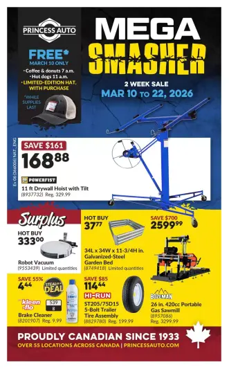 Princess Auto Canada offers from 10 to 22 March 2026 Mega Smasher Deals - Page 1