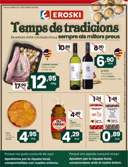 Ofertas de Eroski España de 19 marzo a 8 abril 2026 Temps de tradicions - Página 1