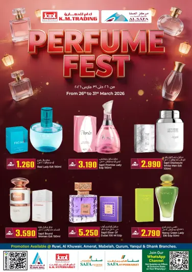 KM trading & Al Safa Oman offers from 26 to 31 March 2026 Perfume Festival Offers - Page 1