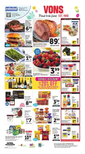 Offres Supermarché Vons États-Unis Californie du Nord de 1 à 7 avril 2026 Offres hebdomadaires - Supermarché Vons - États-Unis - 1 avril 2026 – 7 avril 2026 - Page 1