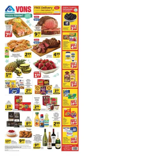 Offres Supermarché Vons États-Unis Californie du Sud de 1 à 7 avril 2026 Offres hebdomadaires - Supermarché Vons - États-Unis - 1 avril 2026 – 7 avril 2026 - Page 1