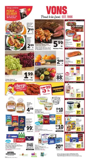 Offres Supermarché Vons États-Unis Californie du Nord de 8 à 14 avril 2026 Offres hebdomadaires - Supermarché Vons - États-Unis - 8 avril 2026 – 14 avril 2026 - Page 1
