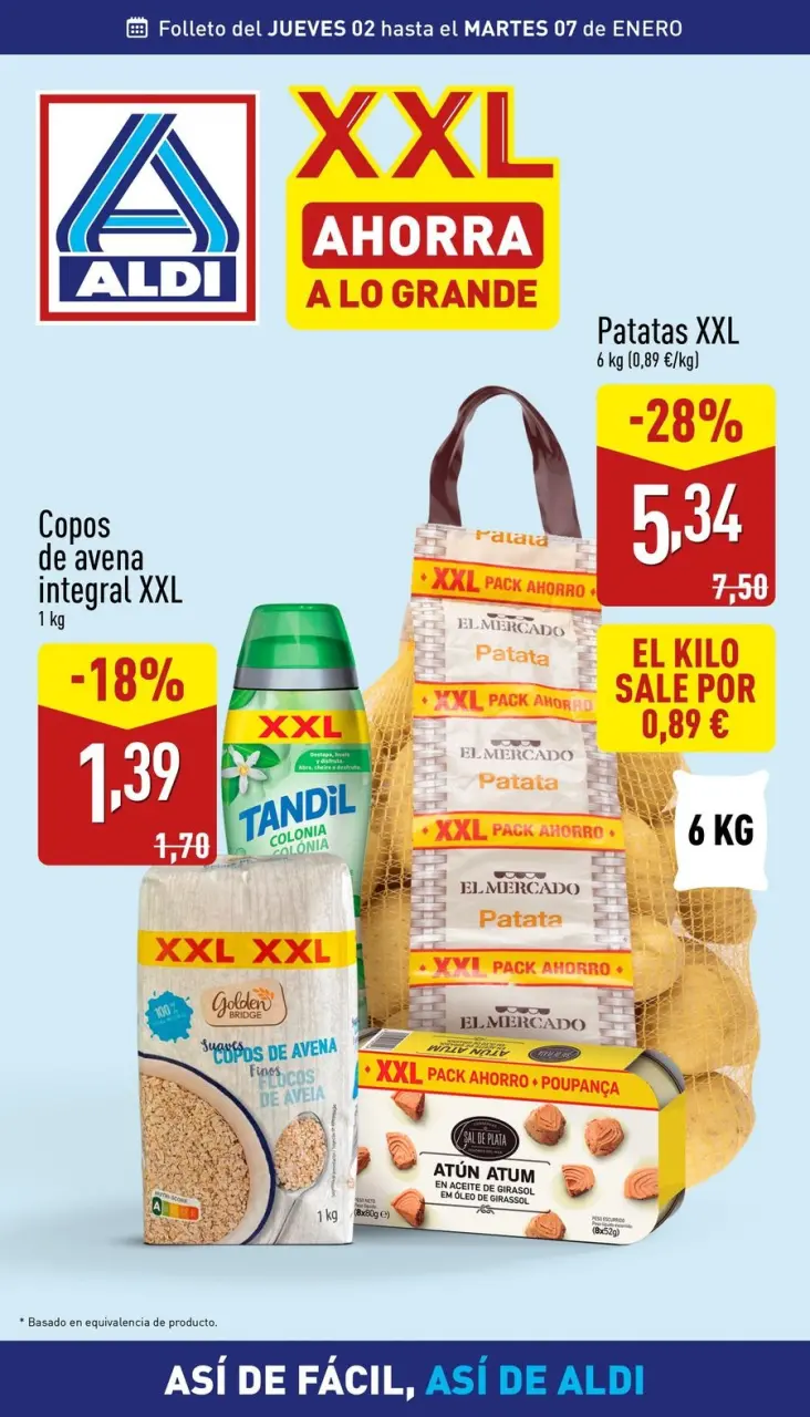 Ofertas de ALDI España de 2 a 7 enero 2025 XXL AHORRA A LO GRANDE