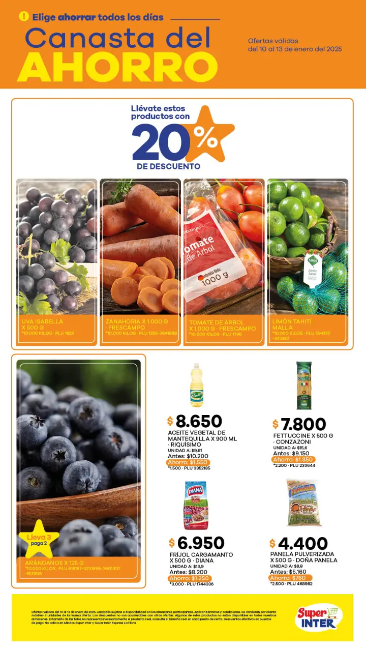 Super Inter Colombia Offers from 10 to 13 January 2025 Savings Basket