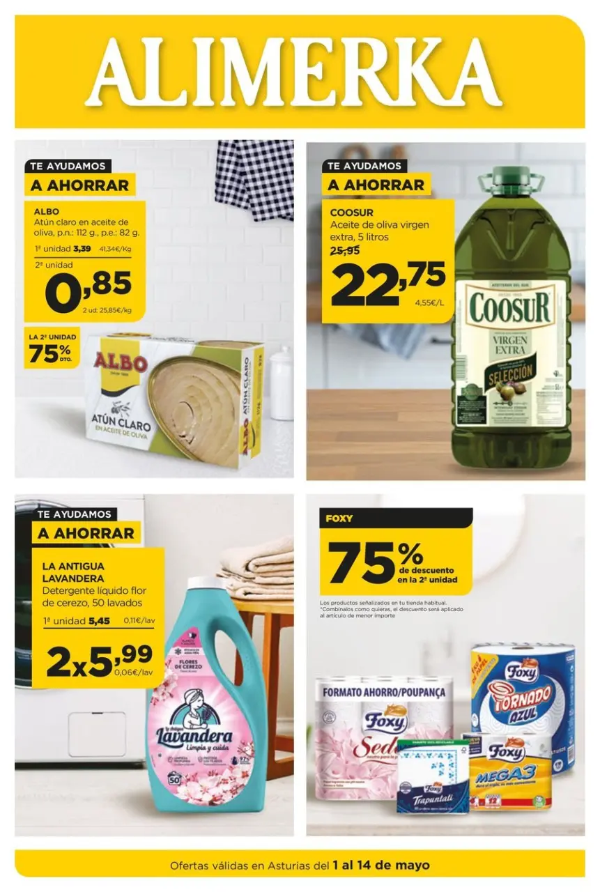 Ofertas de ‎Alimerka Supermercados‎ España de 1 a 14 mayo 2025 Quincenal Ofertas