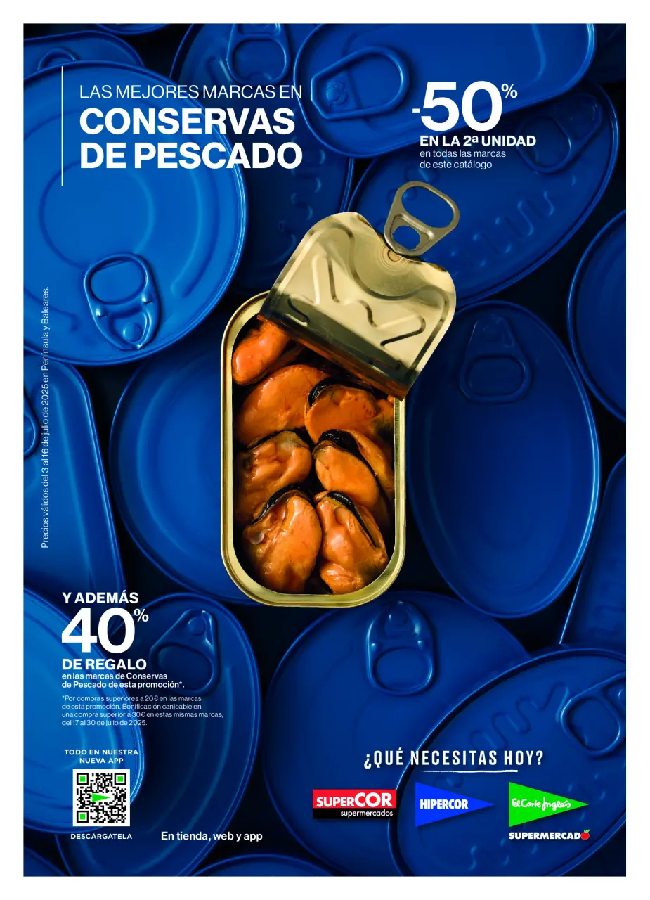 Ofertas de Hipercor España de 3 a 16 julio 2025 Conserves de Peix ofertas