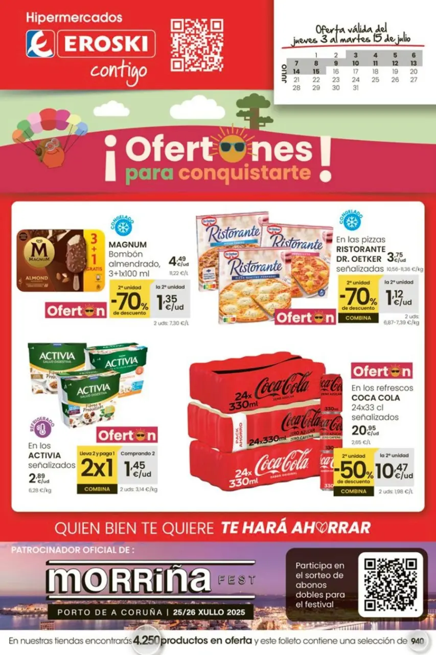 Ofertas de Eroski España de 3 a 15 julio 2025 ¡Ofertones para conquistarte!