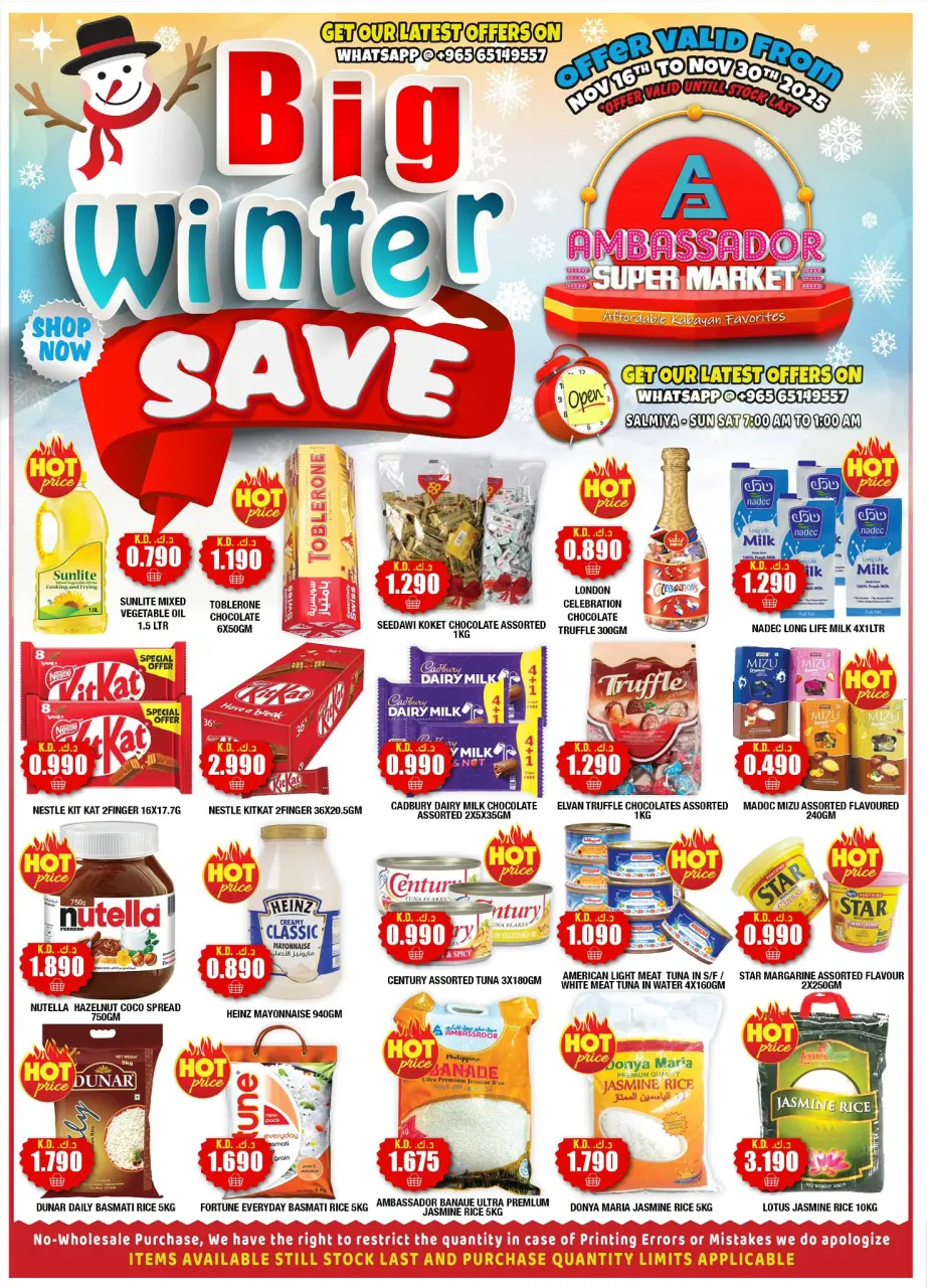Ambassador Kuwait Offers from 16 to 30 November 2025 Winter Savings