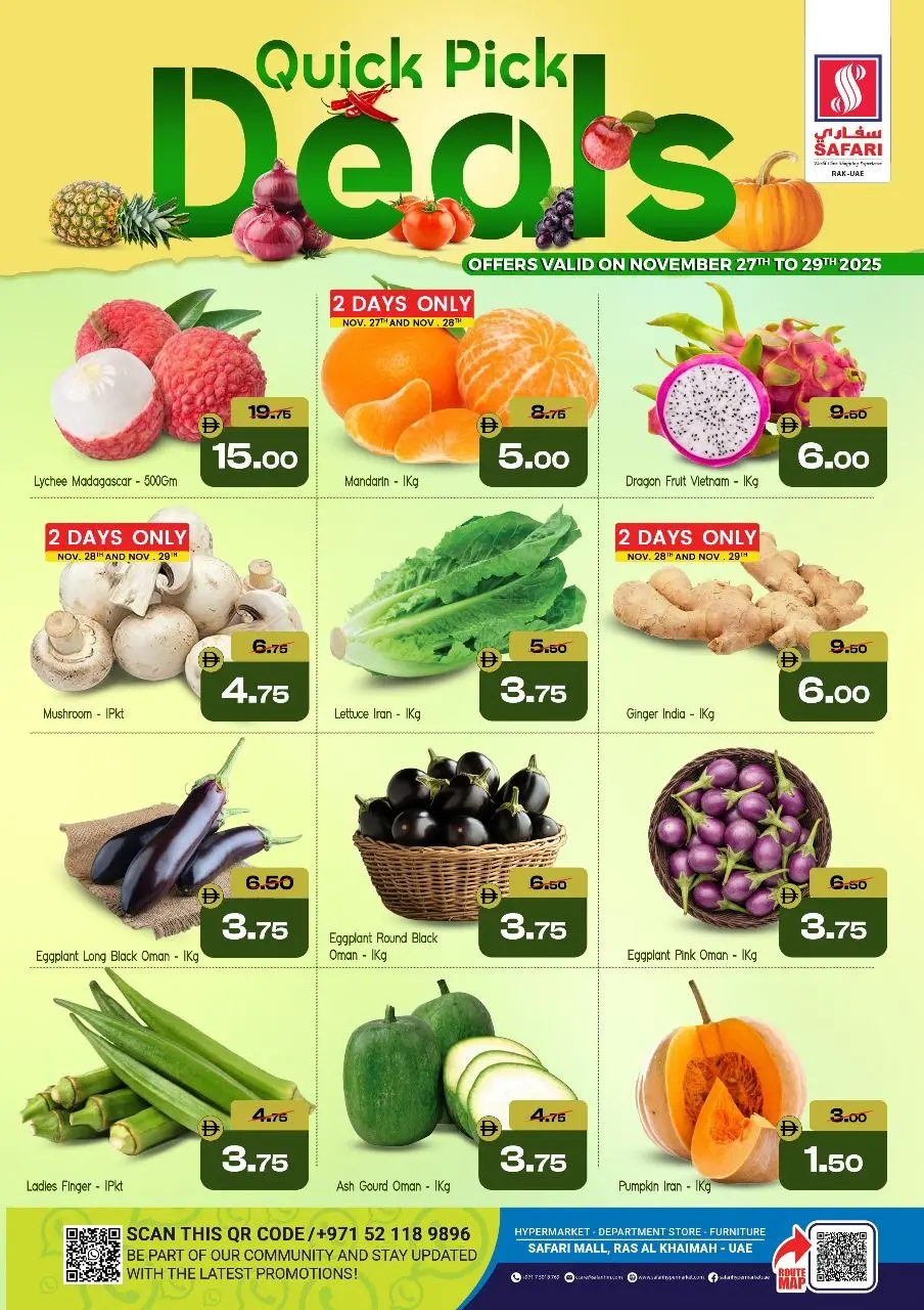 Safari hypermarket  Ras Al Khaimah  Offers from 27 to 29 November Fresh deals