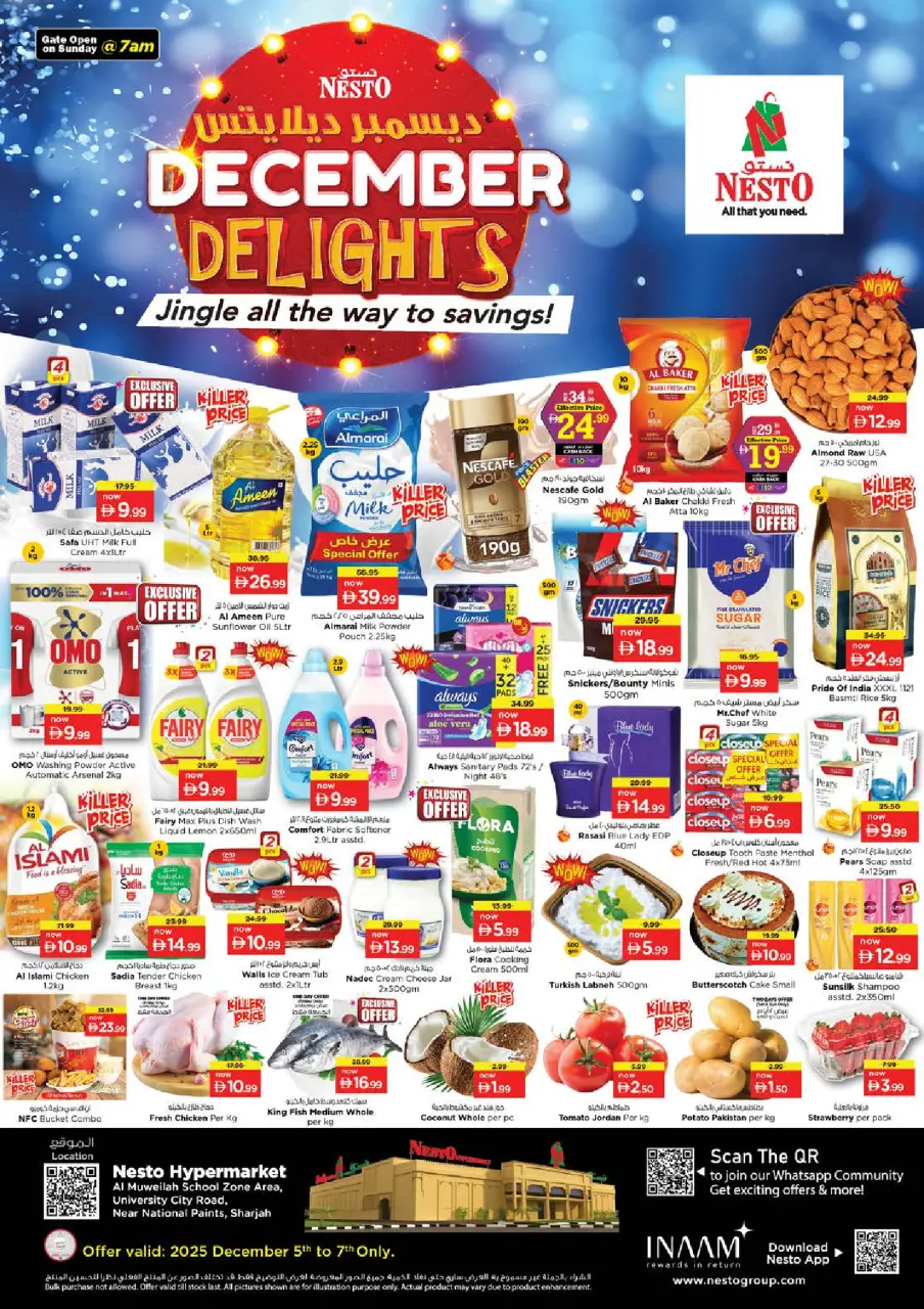 Nesto Hypermarkets Sharjah  Offers from 5 to 7 December DECEMBER DELIGHTS DEALS AT Muweilah