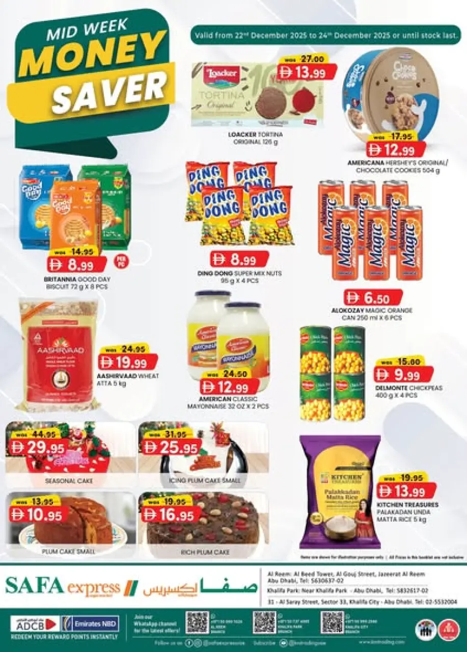 Safa Express  Khalifa City, Khalifa Park and Al Reem  Offers from 22 to 24 December MID-WEEK MONEY SAVER