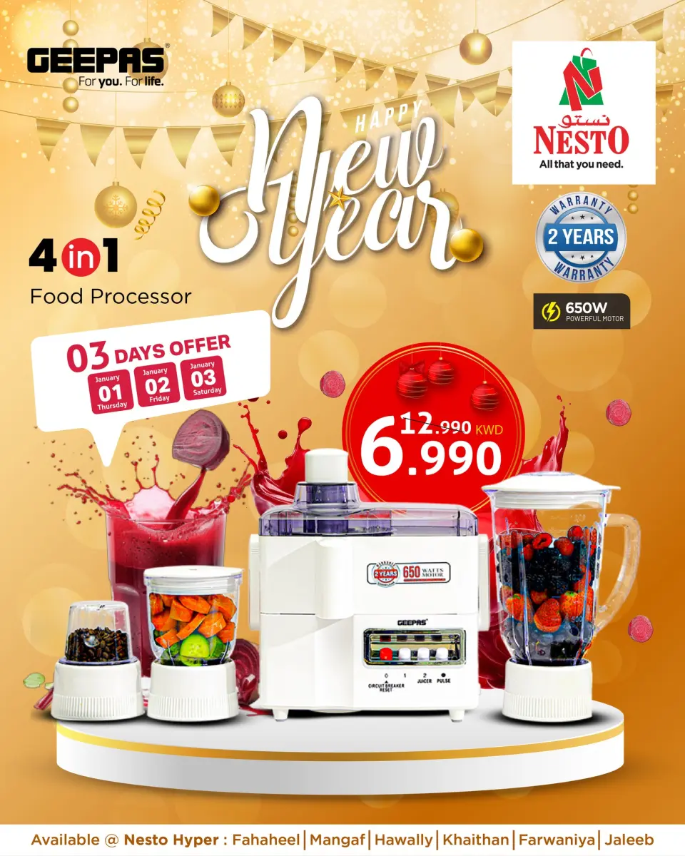 Ofertas de Nesto Hipermercados Hawalli, Fahaheel, Khaitan, Salmiya, jleeb y Mangaf  de 31 diciembre a 6 enero Ofertas de Feliz Año Nuevo - Página 13