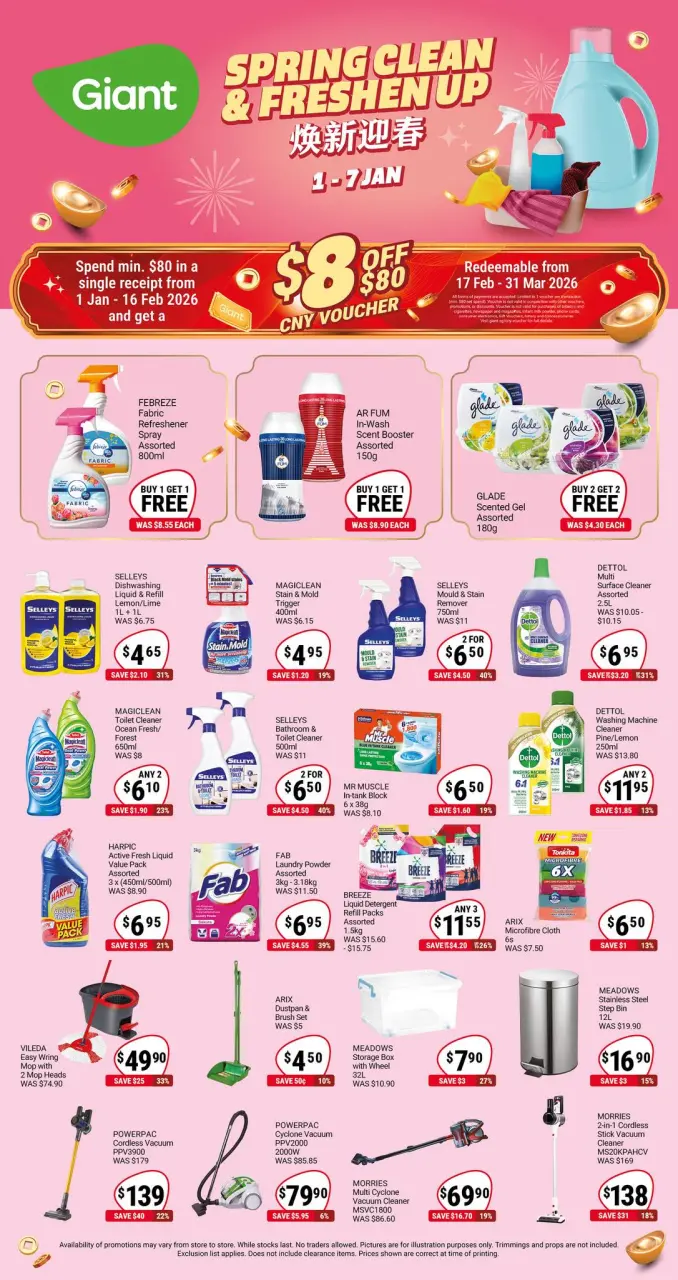 Offres Giant Singapour de 1 à 7 janvier 2026 Nettoyage de Printemps et Rafraîchissement