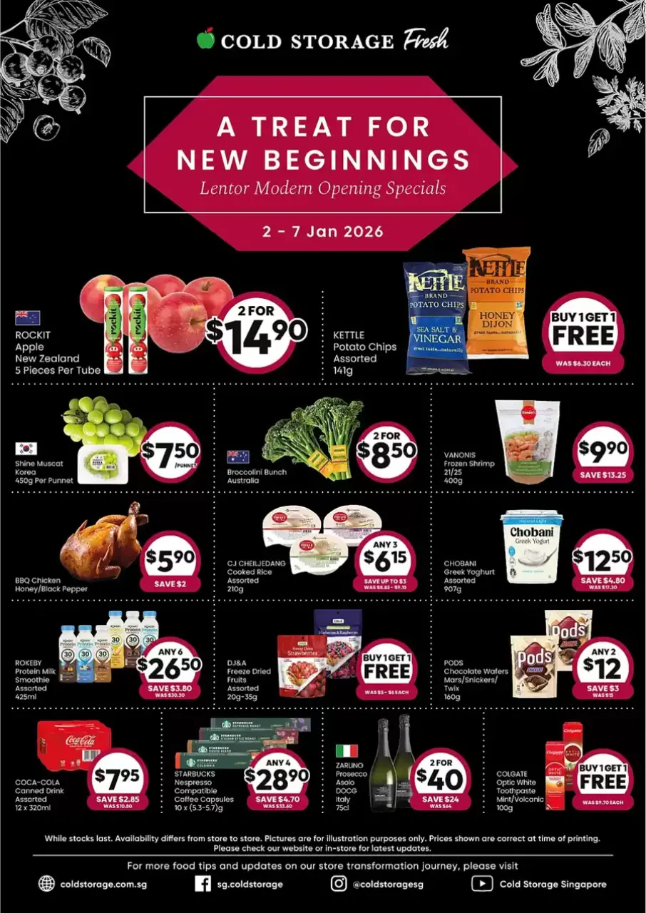 Ofertas de Cold Storage Singapur de 2 a 7 enero 2026 Especiales de Apertura de Lentor