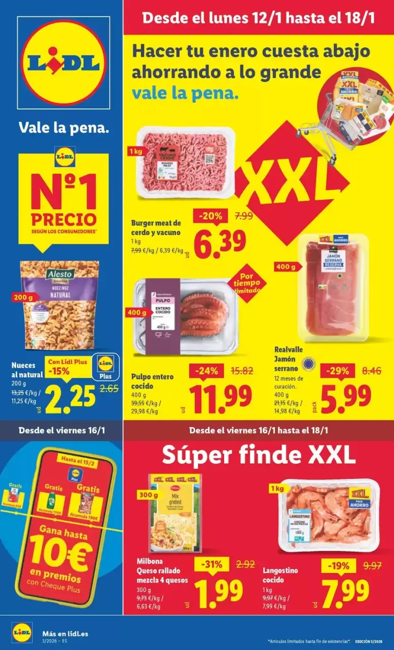 Ofertas de Lidl España de 12 a 18 enero 2026 Ofertas XXL