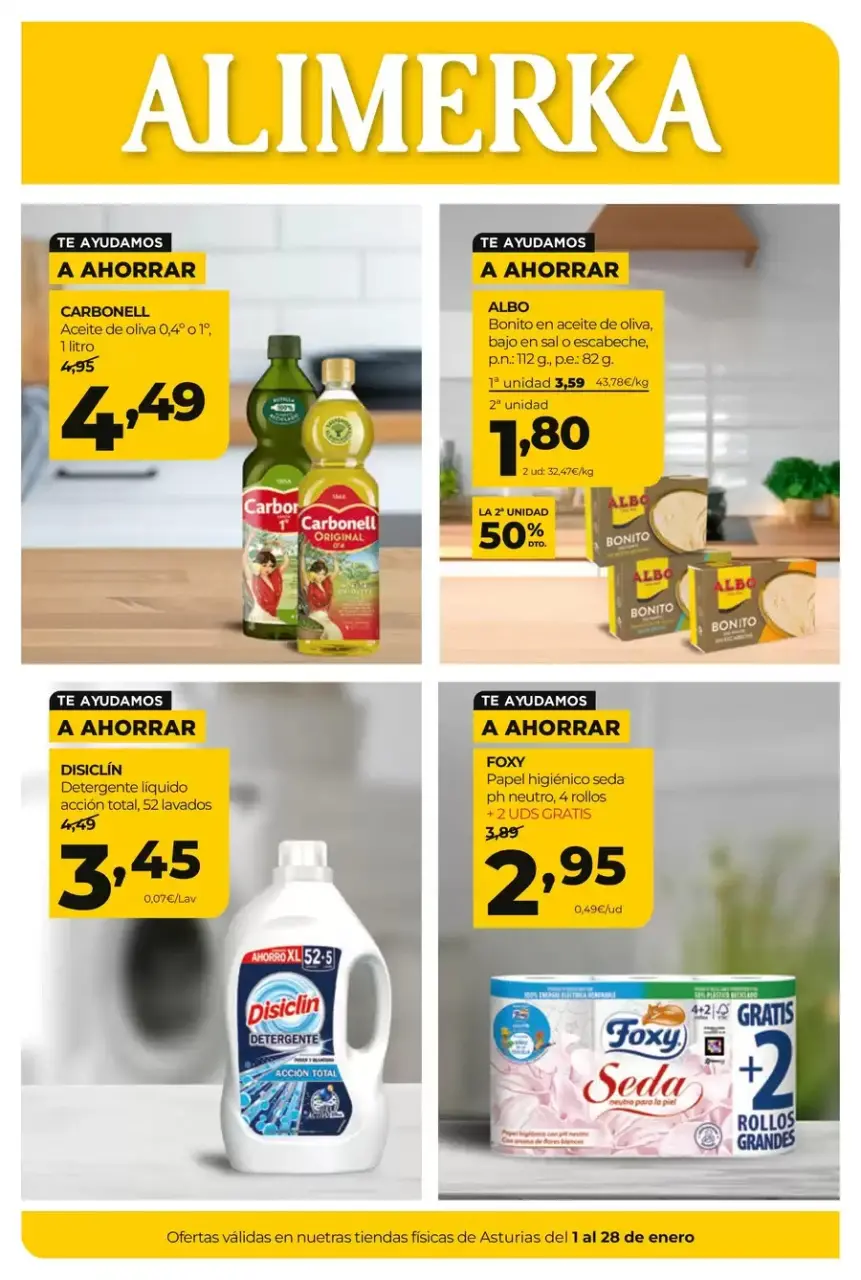 Ofertas de ‎Alimerka Supermercados‎  Asturias  de 1 a 28 enero Nuevas ofertas