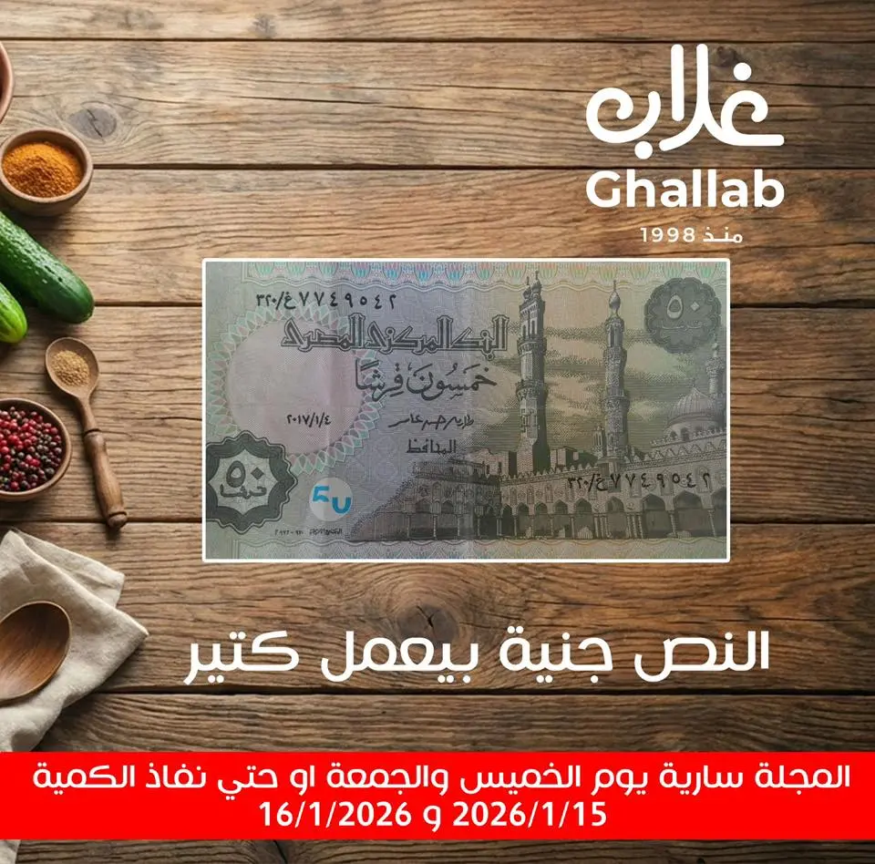 Ofertas de Mercados de Ghallab Egipto de 15 a 16 enero 2026 Ofertas de frutas y verduras