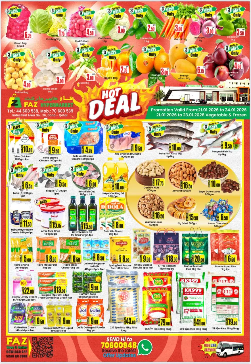 FAZ Hypermarket Qatar Offers from 21 to 23 January 2026 Hot Deals