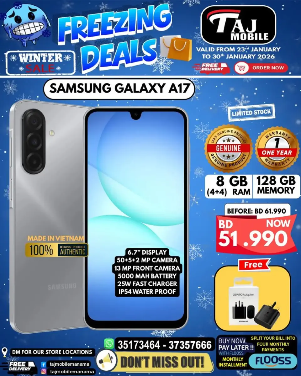 Taj Mobiles Bahrain Offers from 23 to 30 January 2026 Freezing Deals