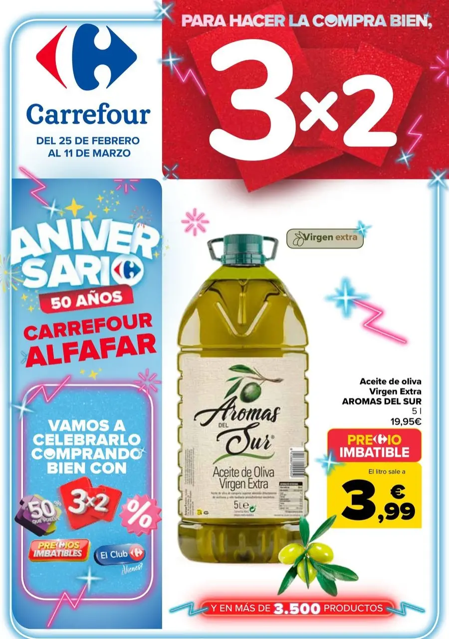 Ofertas de Carrefour España de 25 febrero a 11 marzo 2026 50% QUE VUELVE + 3x2 Ofertas