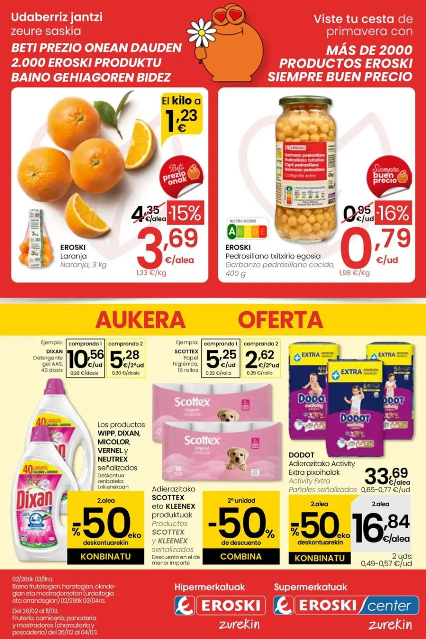 Ofertas de Eroski España de 26 febrero a 11 marzo 2026 Udaberriz jantzi zeure