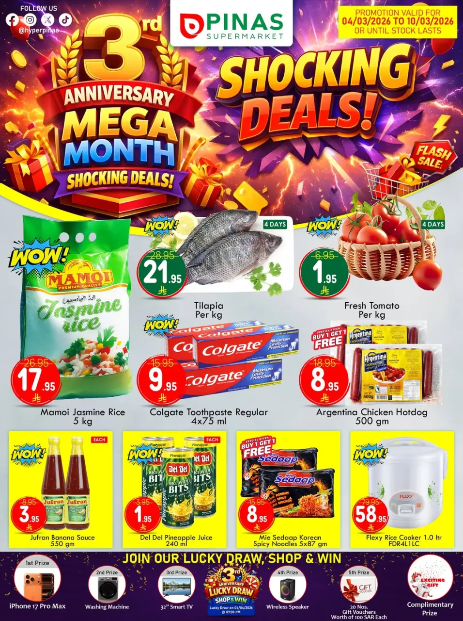 Pinas Supermarket  Riyadh and Batha  Offers from 4 to 10 March Shocking price offers - Pinas Supermarket - Saudi Arabia - 4 March 2026 – 10 March 2026 - Page 1