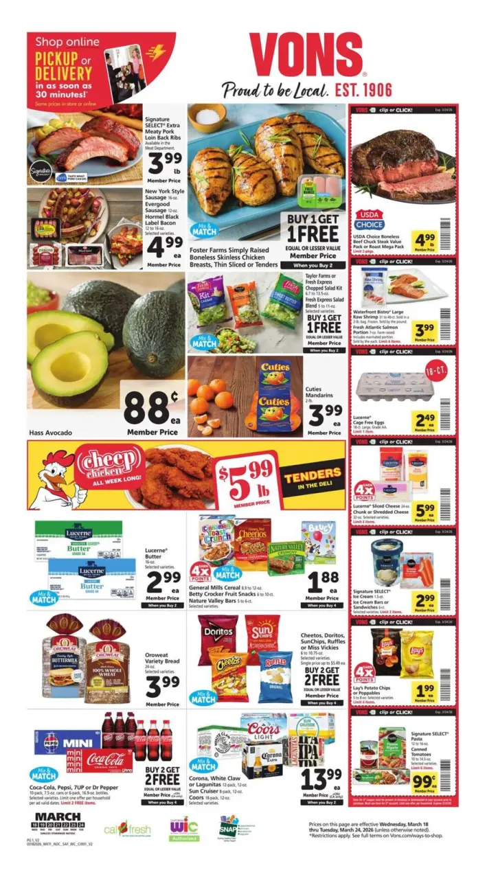 Vons Supermarket offers in NorCal from 18 to 24 March 2026 Weekly offers