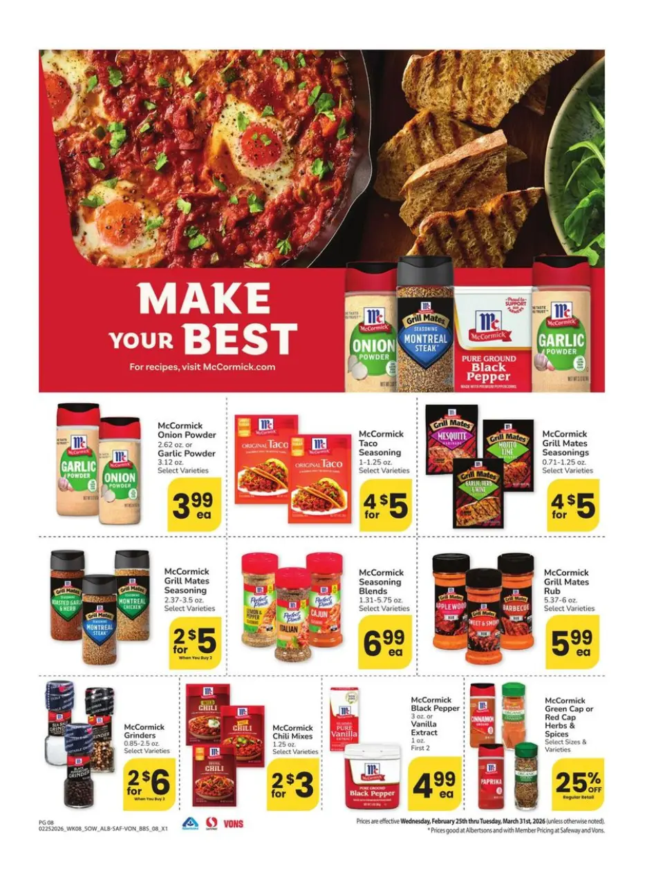 Offres Supermarché Vons Sud-ouest de 25 février à 31 mars 2026 Grand livre d'économies - Supermarché Vons - États-Unis - 25 fevrier 2026 – 31 mars 2026 - Page 8