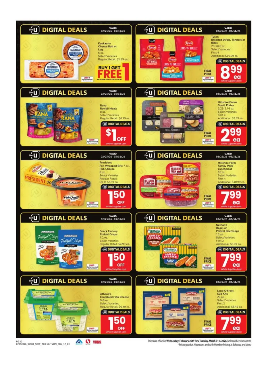Offres Supermarché Vons Sud-ouest de 25 février à 31 mars 2026 Grand livre d'économies - Supermarché Vons - États-Unis - 25 fevrier 2026 – 31 mars 2026 - Page 12