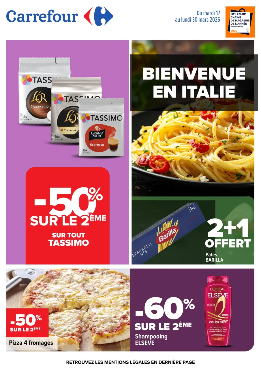 Offres Carrefour France de 17 à 30 mars 2026 BIENVENUE EN ITALIE