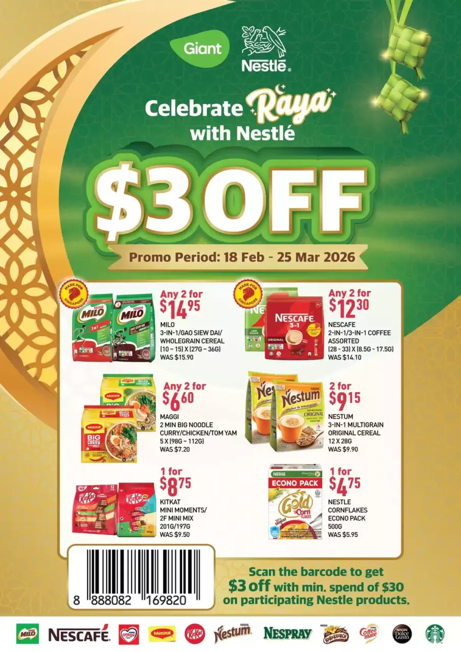 Ofertas de Giant Singapur de 19 febrero a 25 marzo 2026 Celebra Raya con Nestlé