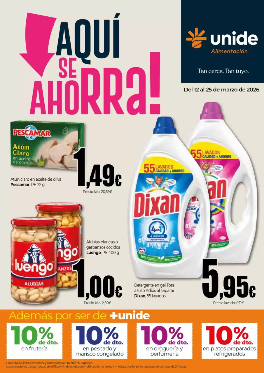 Ofertas de Unide Alimentación España de 12 a 25 marzo 2026 Aqui se Ahorra