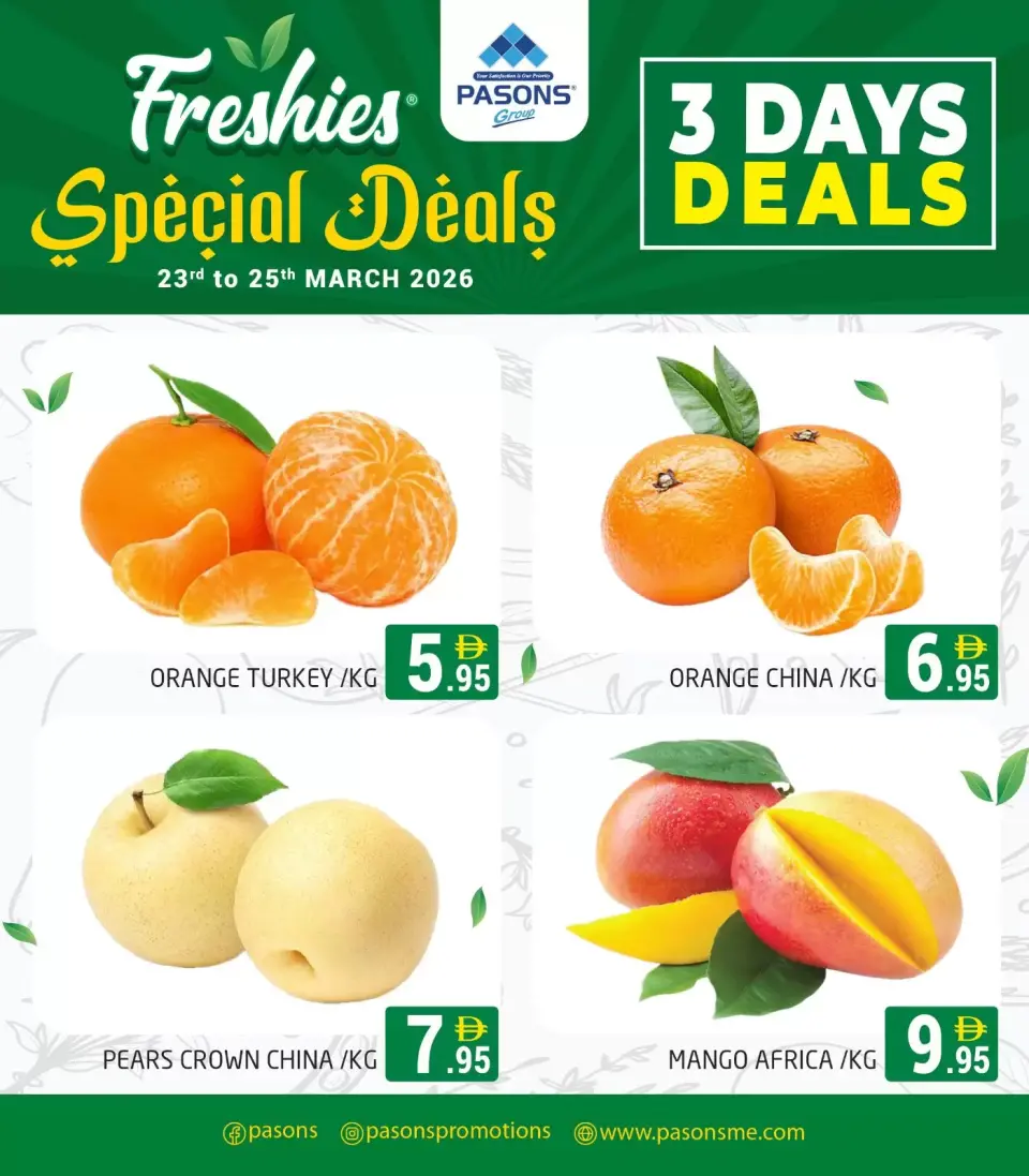 Ofertas de supermercado Pasons Emiratos Árabes Unidos de 23 a 25 marzo 2026 Nuevas ofertas