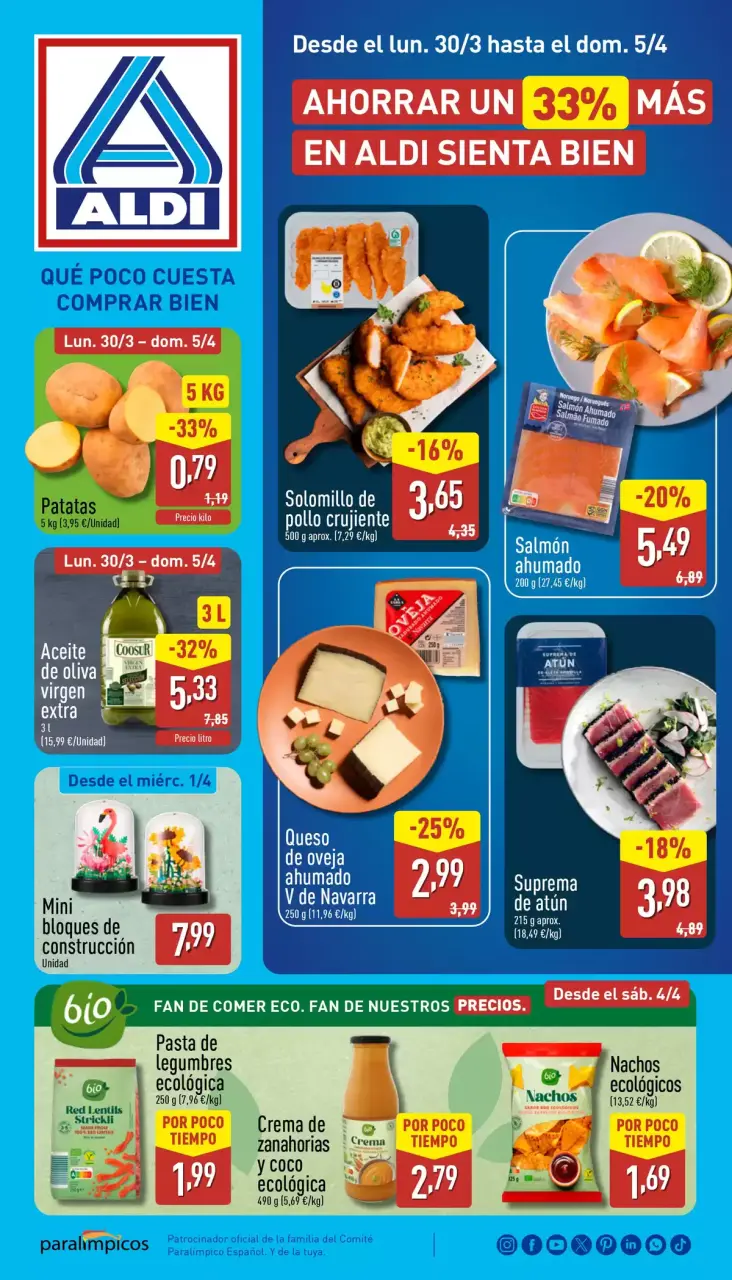 Ofertas de ALDI España de 30 marzo a 5 abril 2026 ¡Qué poco cuesta comprar bien!