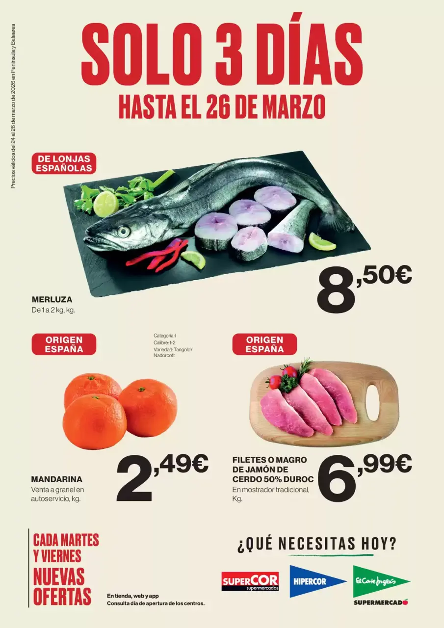 Ofertas de Hipercor España de 24 a 26 marzo 2026 Solo 3 Días
