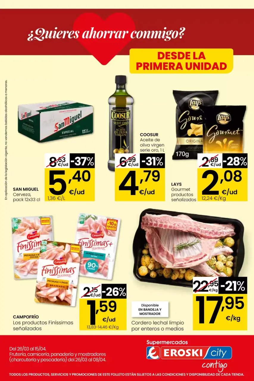 Ofertas de Eroski España de 26 marzo a 15 abril 2026 ¿Quieres ahorrar conmigo?